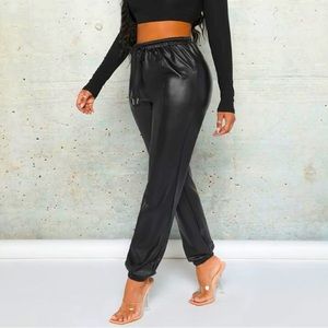 SHEIN SXY Drawstring Waist PU Leather Pants